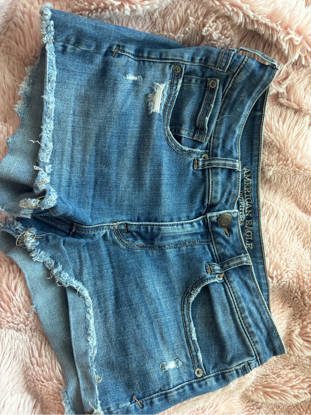 American Eagle Outfitters Distressed Blue Denim Cutoff Shorts